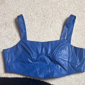 Boohoo Royal Blue Faux Leather Tank Top